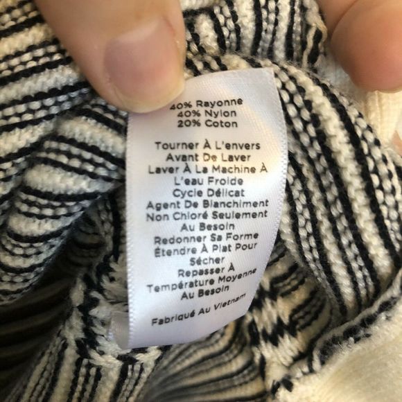 TALBOTS Medium V-Neck Stripe Sweater Black White - Picture 5 of 8